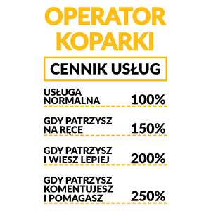 Operator Koparki - Cennik Usług - Kubek Biały