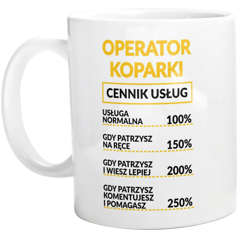 Operator Koparki - Cennik Usług - Kubek Biały
