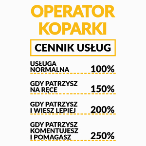 Operator Koparki - Cennik Usług - Poduszka Biała