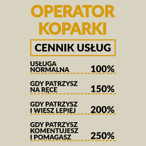 Operator Koparki - Cennik Usług - Torba Na Zakupy Natural