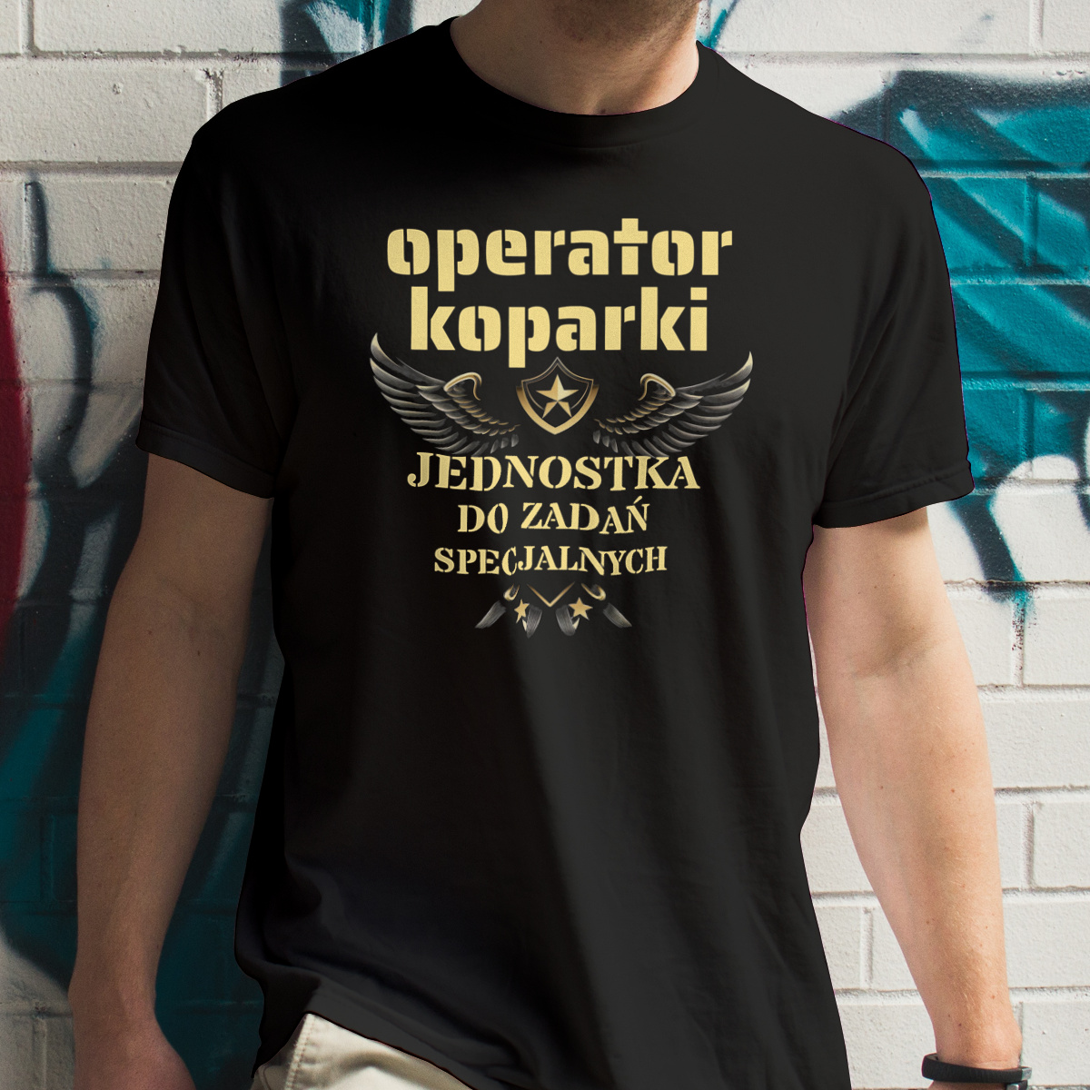 Operator Koparki Jednostka Do Zadań Specjalnych - Męska Koszulka Czarna