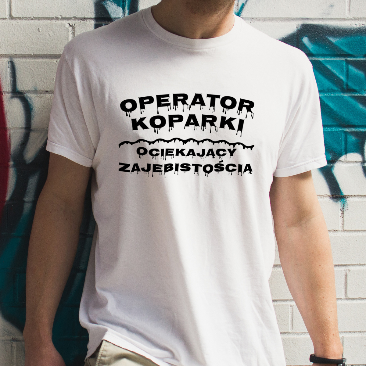 Operator Koparki Ociekający Zajebistością - Męska Koszulka Biała