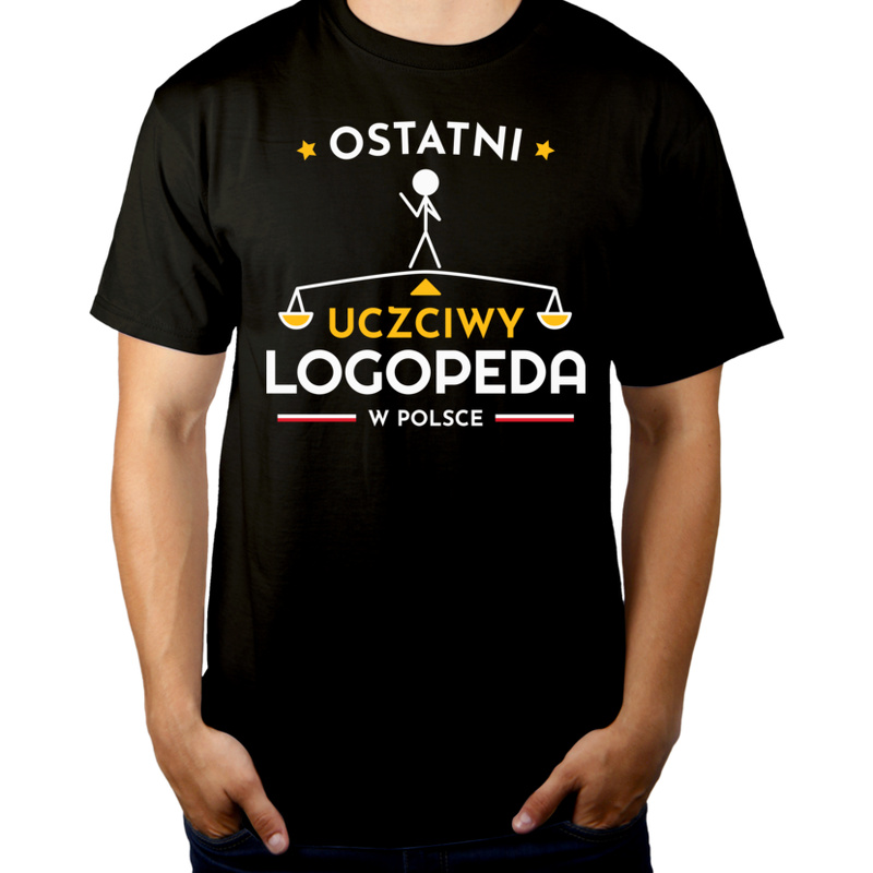 Ostatni uczciwy logopeda w polsce - Męska Koszulka Czarna