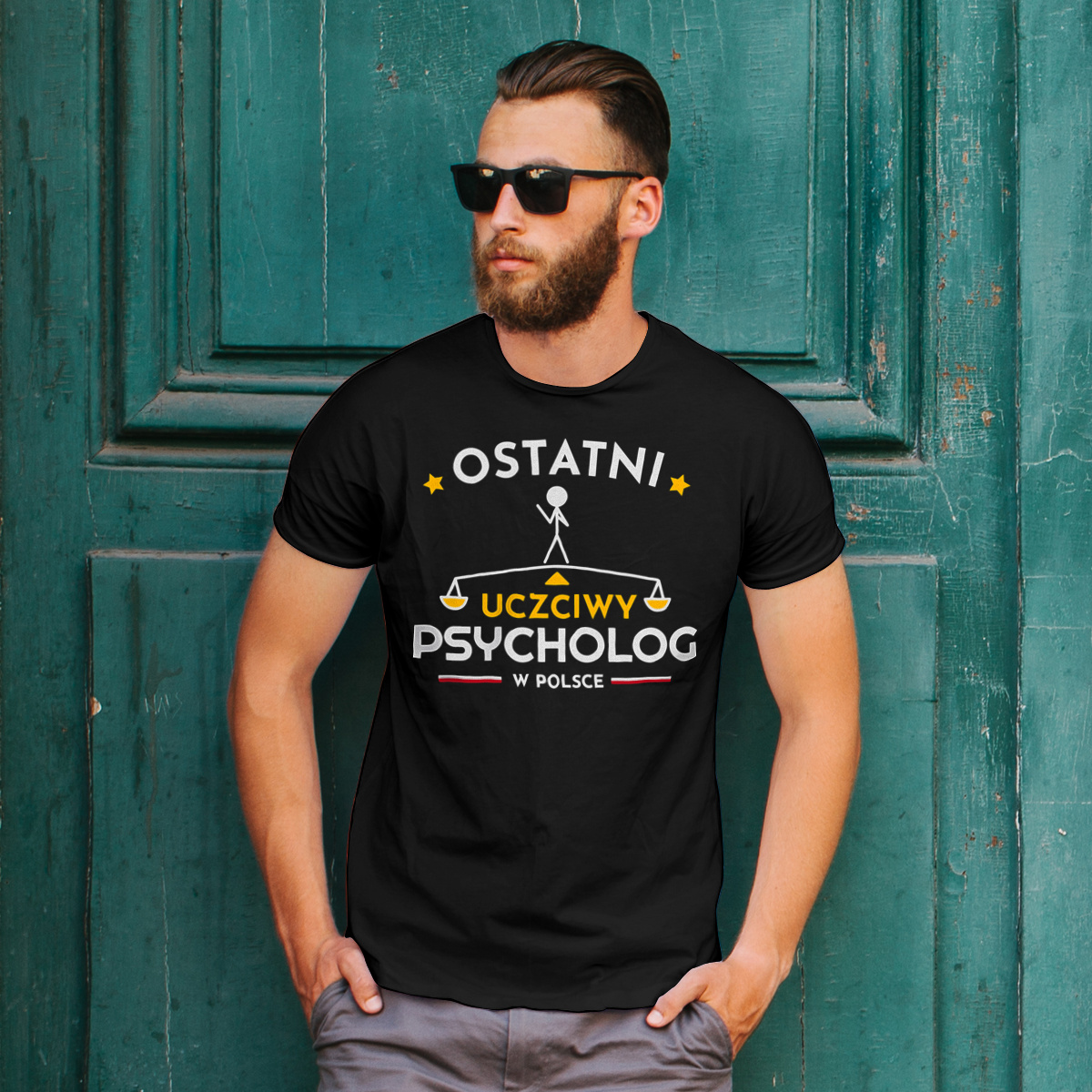 Ostatni uczciwy psycholog w polsce - Męska Koszulka Czarna