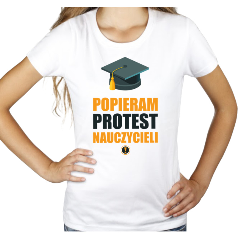  #POPIERAM Protest Nauczycieli - Damska Koszulka Biała