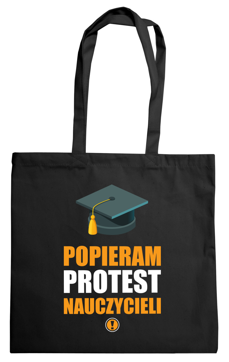  #POPIERAM Protest Nauczycieli - Torba Na Zakupy Czarna