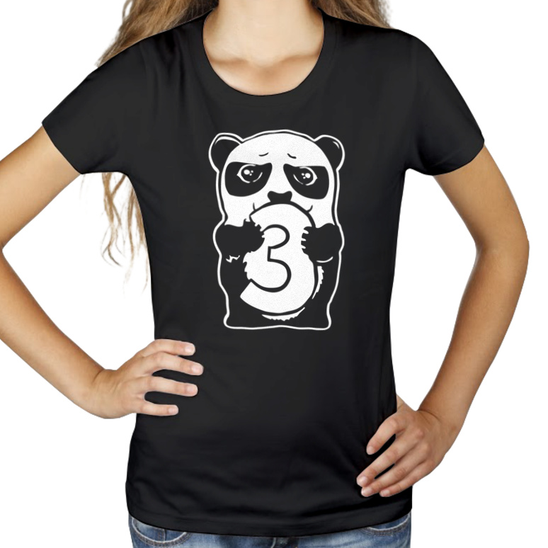 Panda 3 - Damska Koszulka Czarna