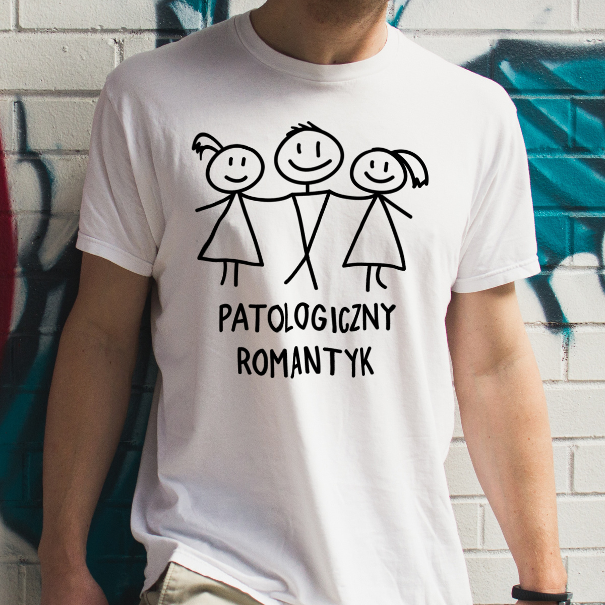 Patologiczny romantyk - Męska Koszulka Biała