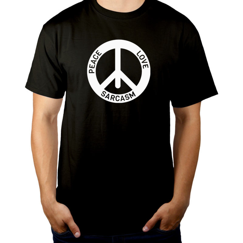 Peace Love Sarcasm - Męska Koszulka Czarna