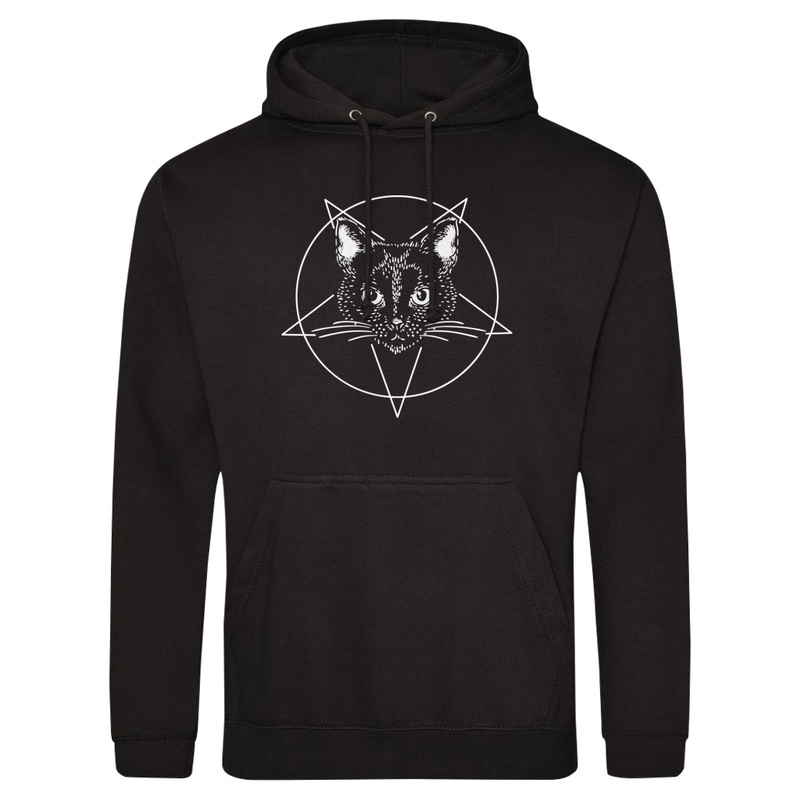 Pentagram Cat - Męska Bluza z kapturem Czarna