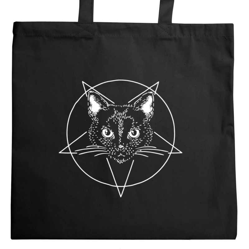 Pentagram Cat - Torba Na Zakupy Czarna
