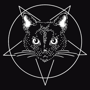 Pentagram Cat - Męska Koszulka Czarna