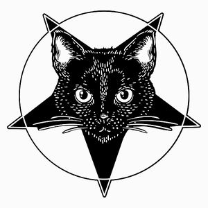 Pentagram Cat - Poduszka Biała