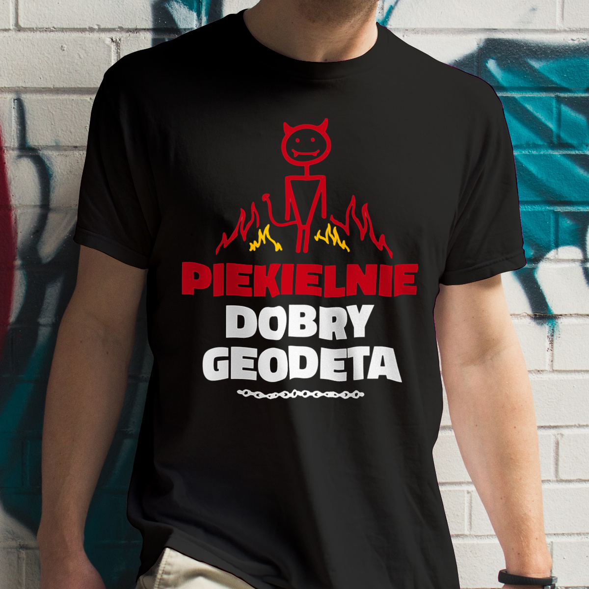Piekielnie Dobry Geodeta - Męska Koszulka Czarna