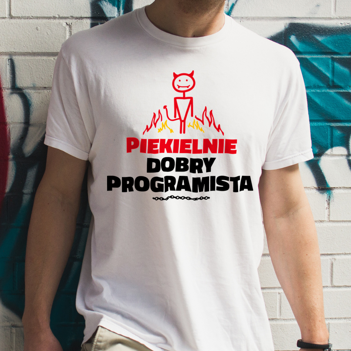 Piekielnie Dobry Programista - Męska Koszulka Biała