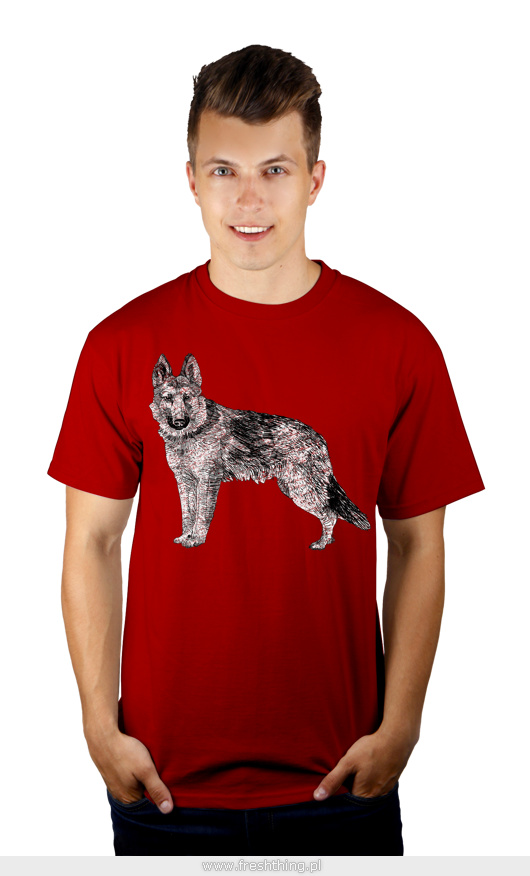 Pies - Męska Koszulka Czerwona