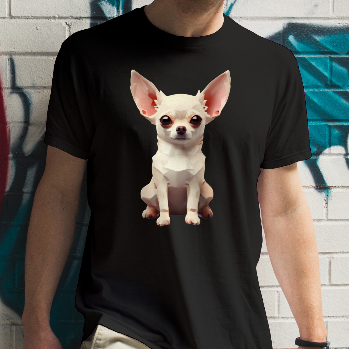 Pies Chihuahua - Męska Koszulka Czarna