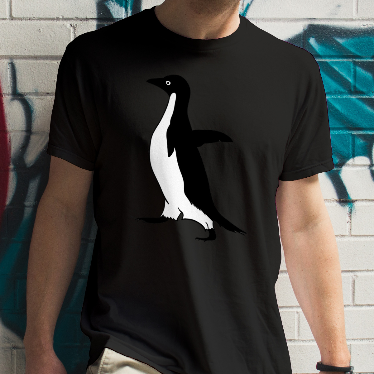 Pingwin - Męska Koszulka Czarna