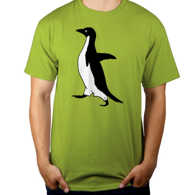 Pingwin - Męska Koszulka Jasno Zielona