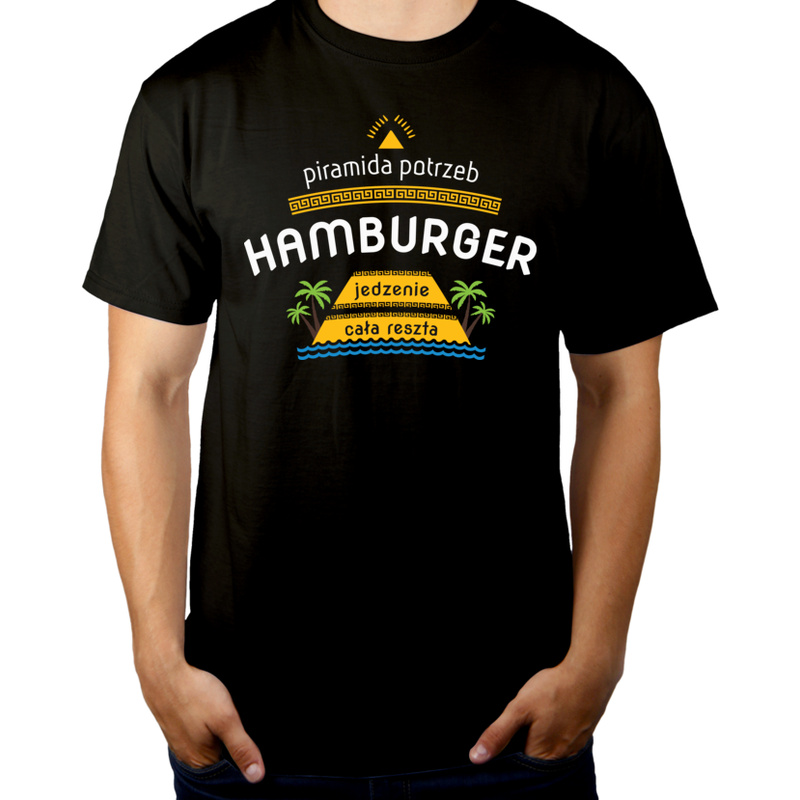 Piramida potrzeb hamburger - Męska Koszulka Czarna