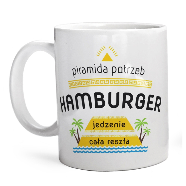 Piramida potrzeb hamburger - Kubek Biały