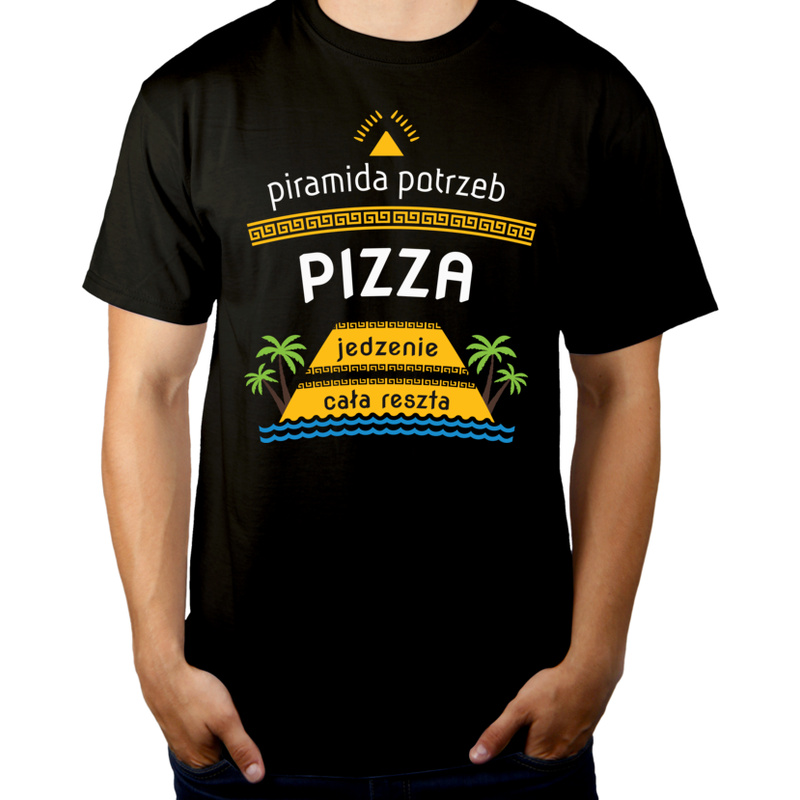 Piramida potrzeb pizza - Męska Koszulka Czarna