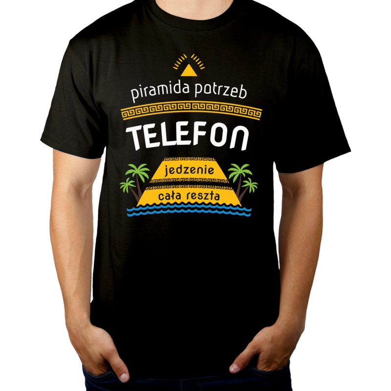 Piramida potrzeb telefon - Męska Koszulka Czarna