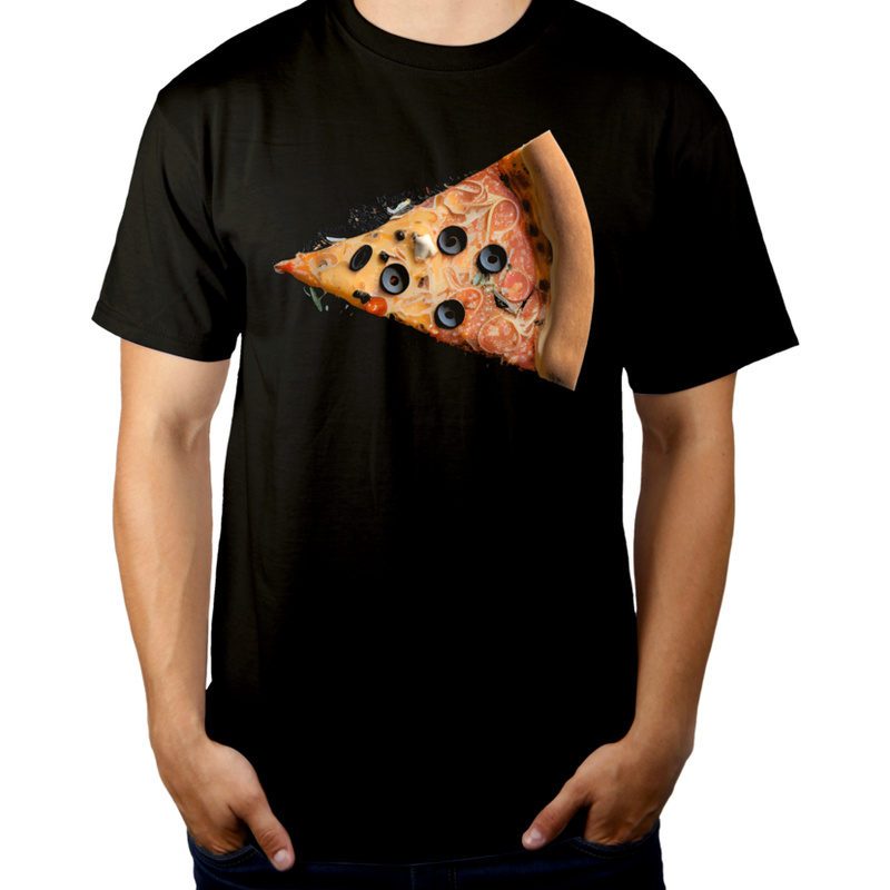 Pizza Walentynki Dla Niego - Męska Koszulka Czarna
