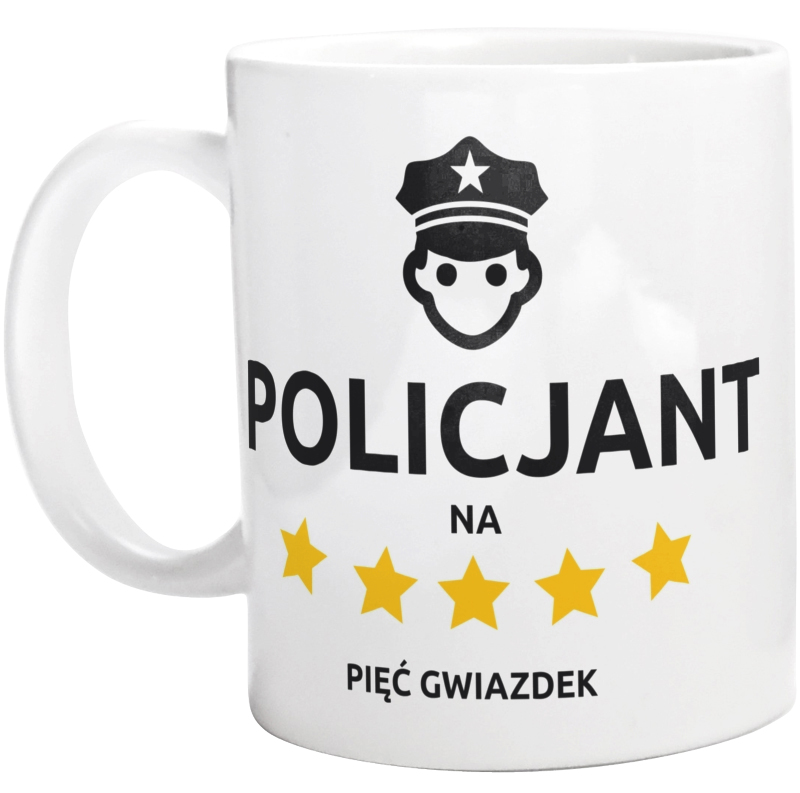 Policjant Na 5 Gwiazdek - Kubek Biały