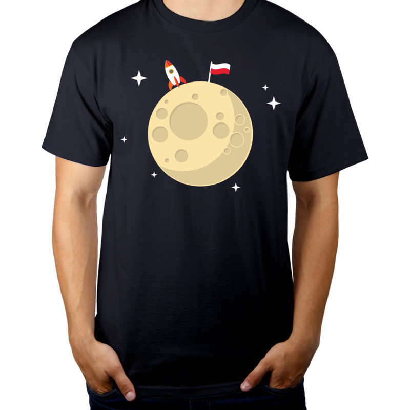 Polska na księżycu - Męska Koszulka Ciemnogranatowa