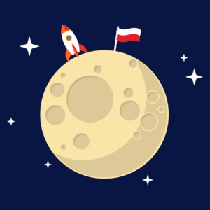 Polska na księżycu - Męska Koszulka Ciemnogranatowa