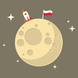 Polska na księżycu - Męska Koszulka Khaki