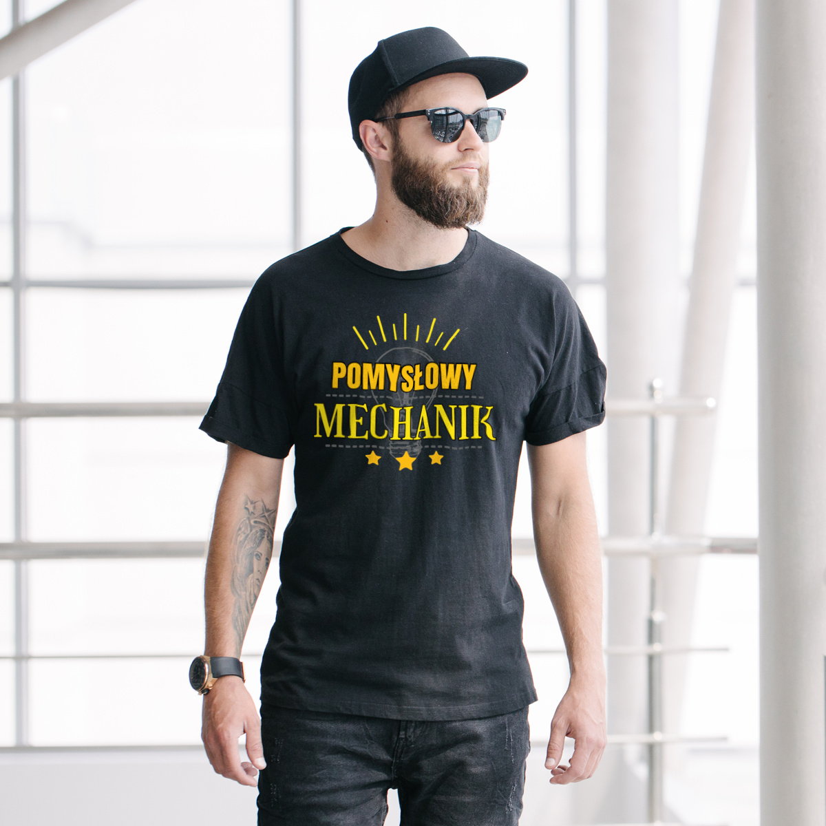 Pomysłowy Mechanik - Męska Koszulka Czarna