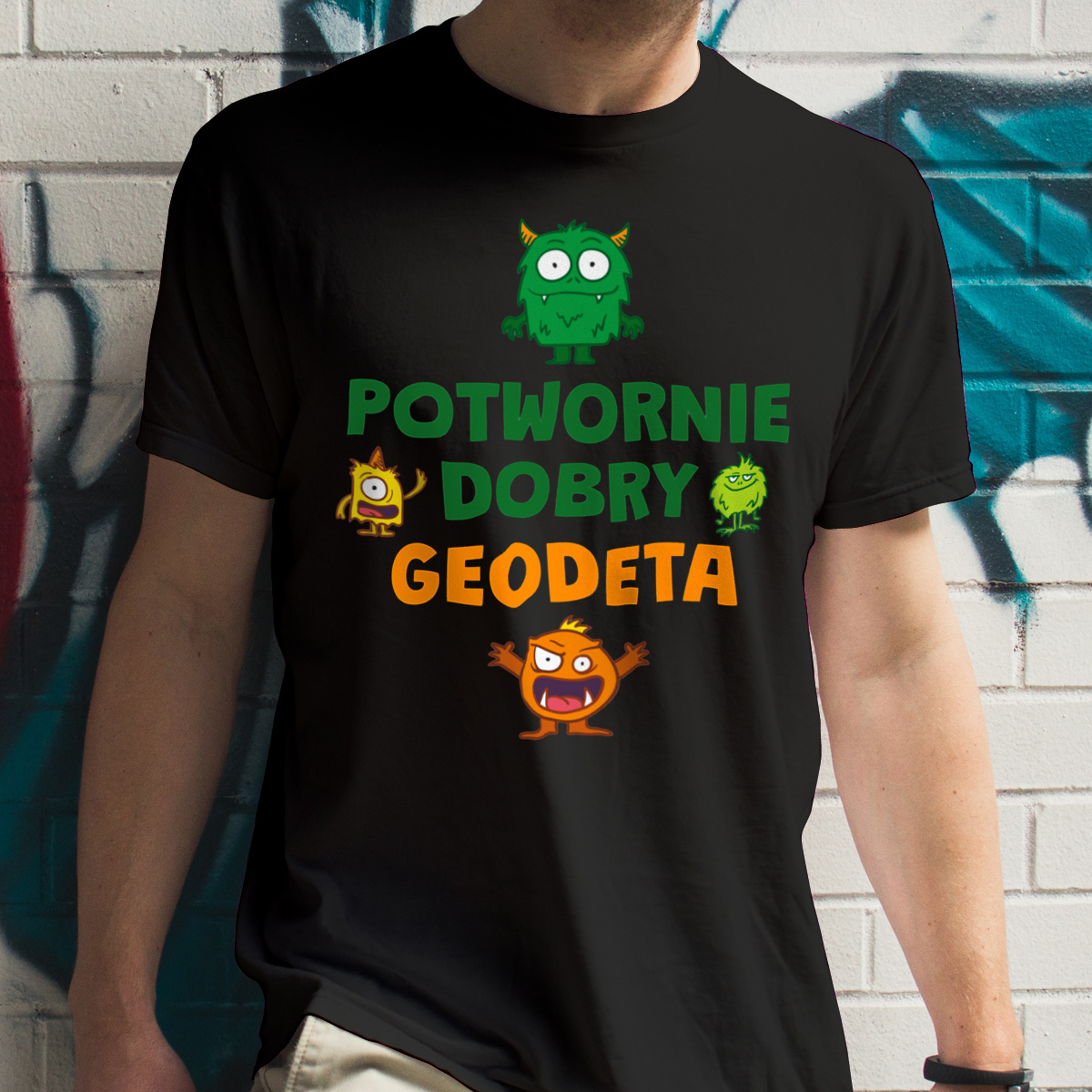Potwornie Dobry Geodeta - Męska Koszulka Czarna