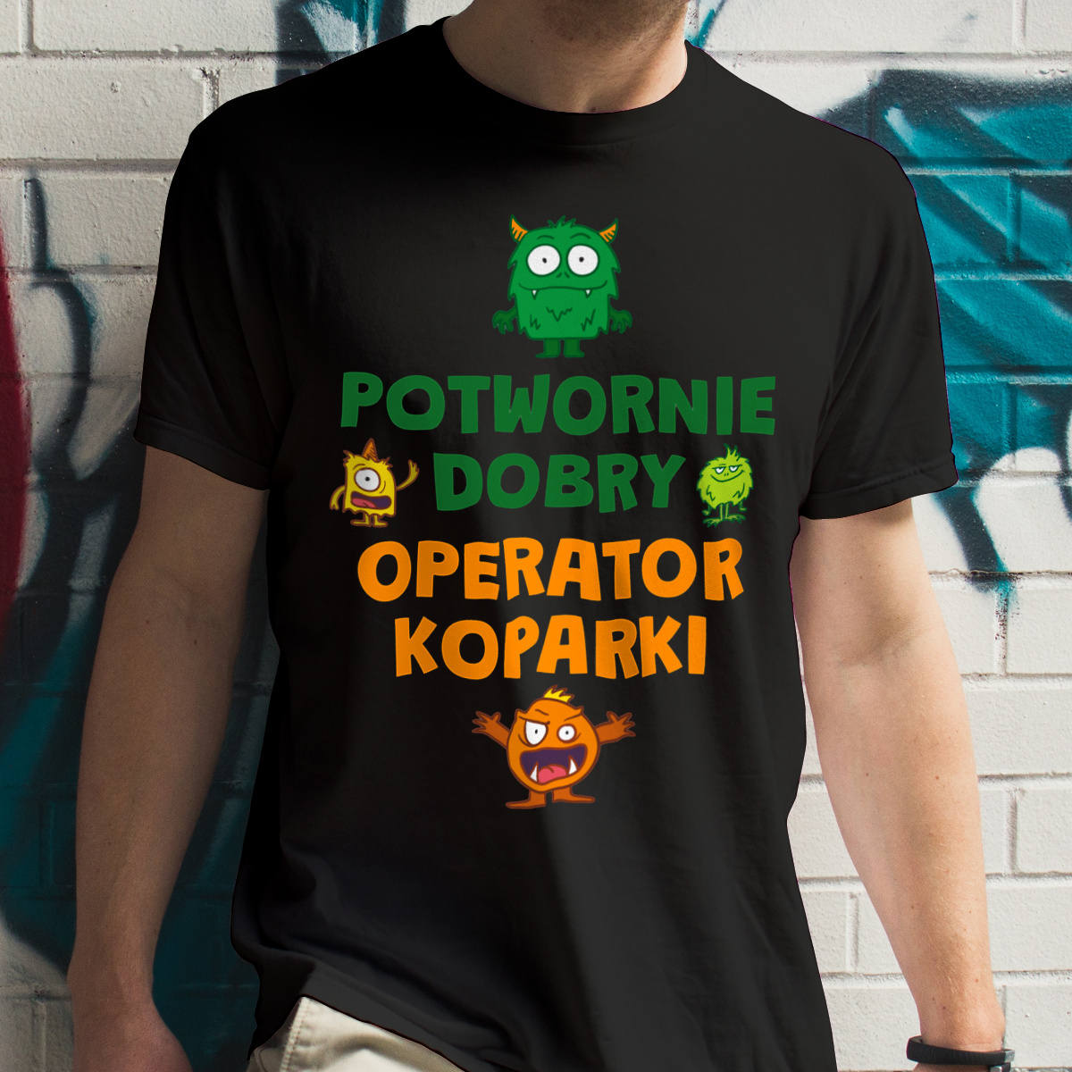 Potwornie Dobry Operator Koparki - Męska Koszulka Czarna