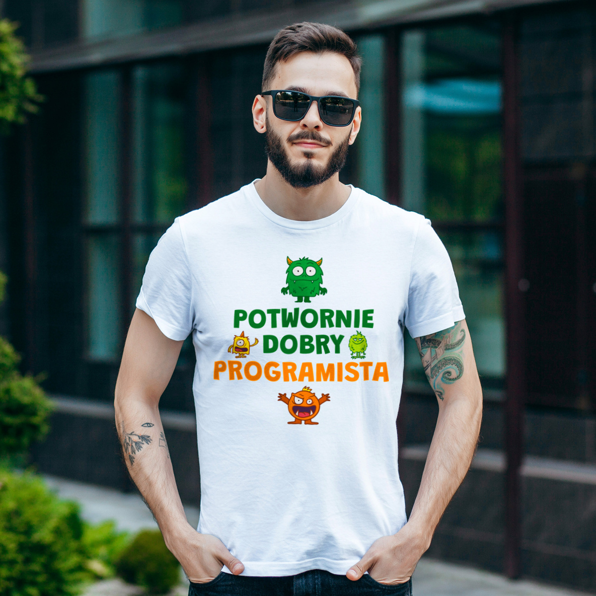 Potwornie Dobry Programista - Męska Koszulka Biała