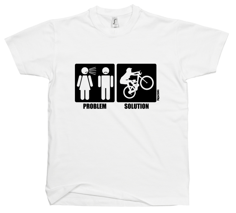 Problem Solution - Bike - Męska Koszulka Biała