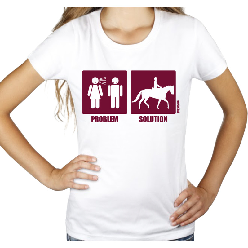 Problem Solution - Equestrian - Damska Koszulka Biała