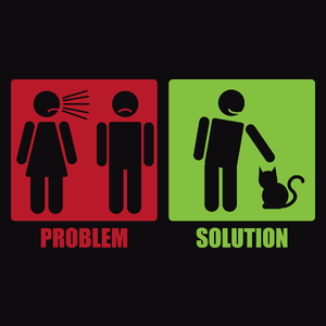 Problem Solution - Kot - Męska Bluza z kapturem Czarna