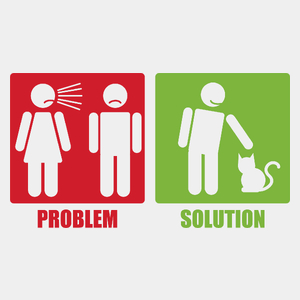 Problem Solution - Kot - Męska Koszulka Biała