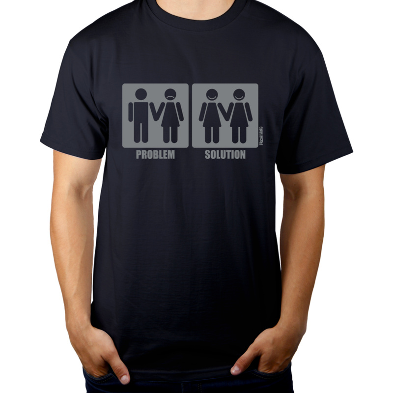 Problem Solution - Lesbijki - Męska Koszulka Ciemnogranatowa