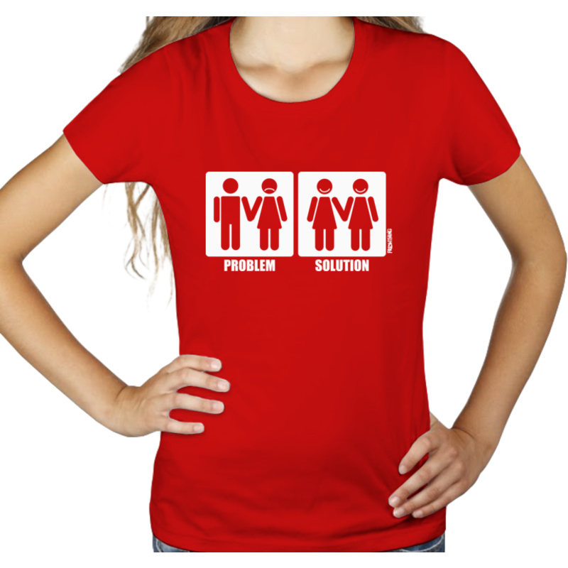 Problem Solution - Lesbijki - Damska Koszulka Czerwona