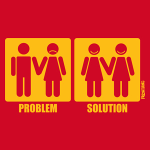 Problem Solution - Lesbijki - Męska Koszulka Czerwona