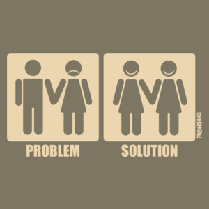 Problem Solution - Lesbijki - Męska Koszulka Khaki