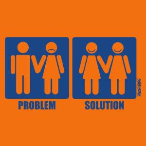Problem Solution - Lesbijki - Damska Koszulka Pomarańczowa