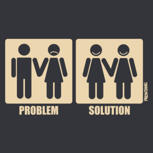 Problem Solution - Lesbijki - Męska Koszulka Szara