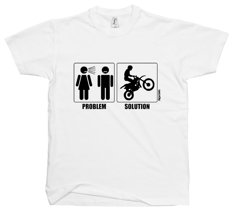 Problem Solution Motocross - Męska Koszulka Biała