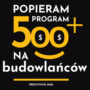 Program 500 Plus Na Budowlańców - Męska Koszulka Czarna