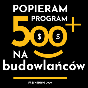 Program 500 Plus Na Budowlańców - Torba Na Zakupy Czarna
