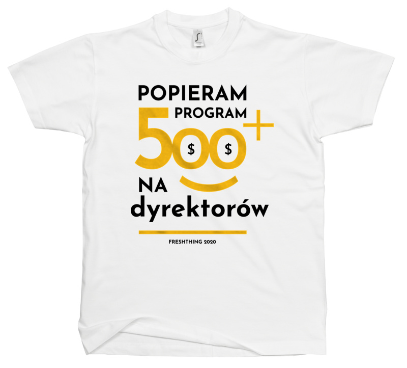 Program 500 Plus Na Dyrektorów - Męska Koszulka Biała
